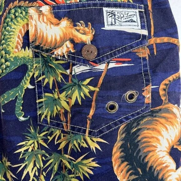 EUC Vintage Polo Ralph Lauren Dragon Eagle Swim Trunks sz M - Picture 4 of 6